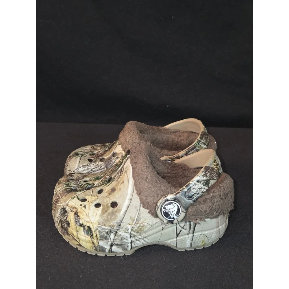 Kids Crocs Lined‎ Clogs RealTree Camo Size C 4/5 Winter Warm